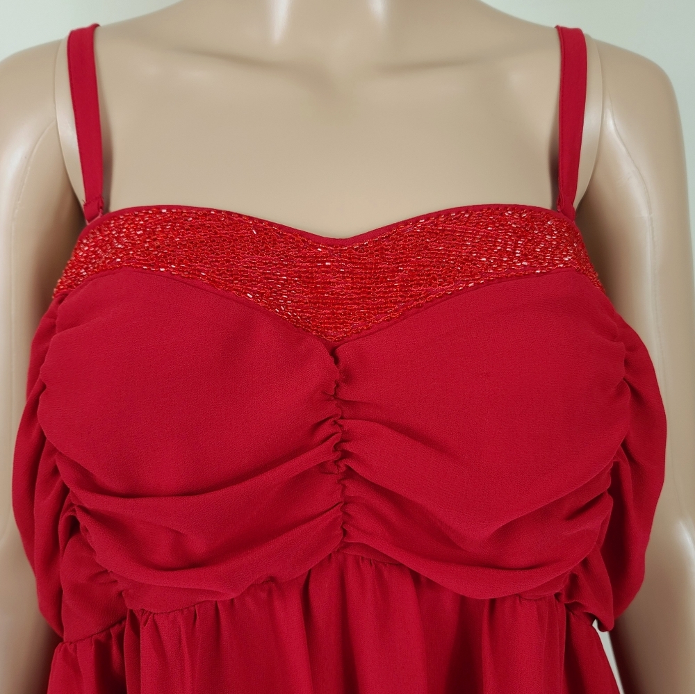 Torrid Red beaded chiffon cami dress blouse
